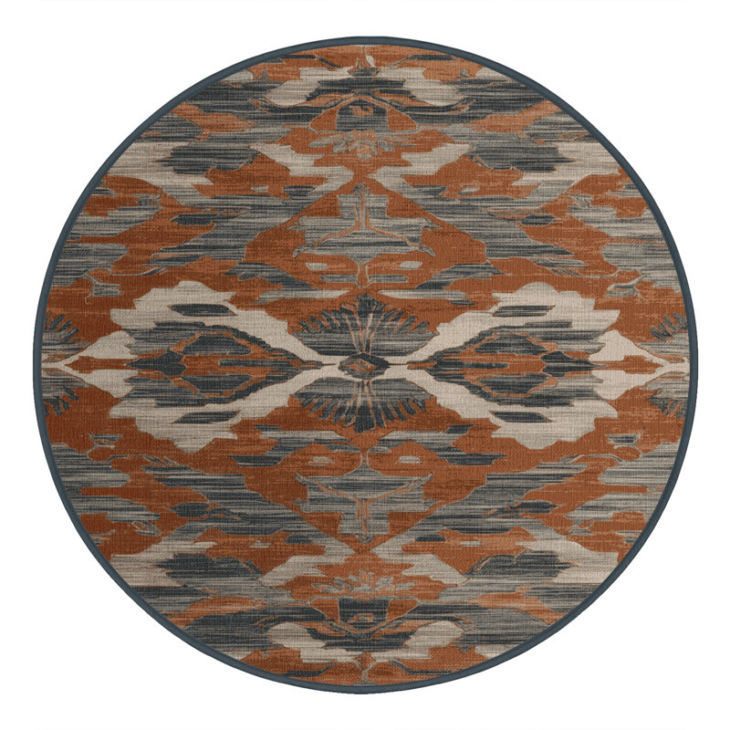 Machine Washable Turkish Brown Area Rug, Round 6'