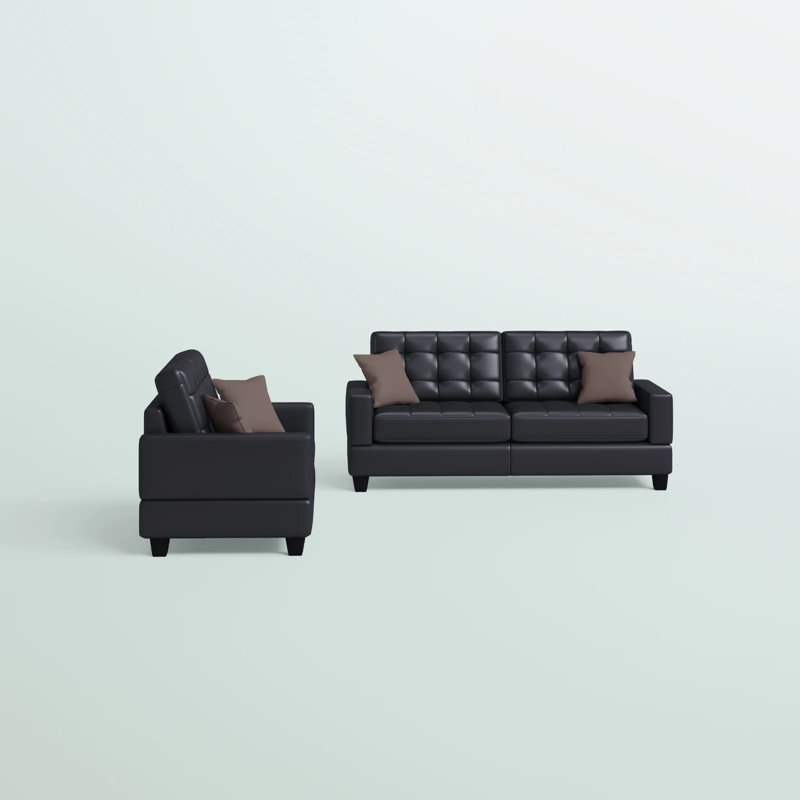 Ensemble de salon en simili cuir Philipppo 2, Noir