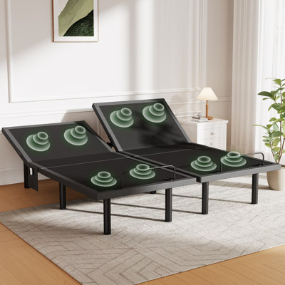 Taha  Adjustable Bed Base with Massage-APP Connects Adjustable Bed Frame with 4 Height Options, Wireless Control Adjustable Bed with Under-Bed Nightlight