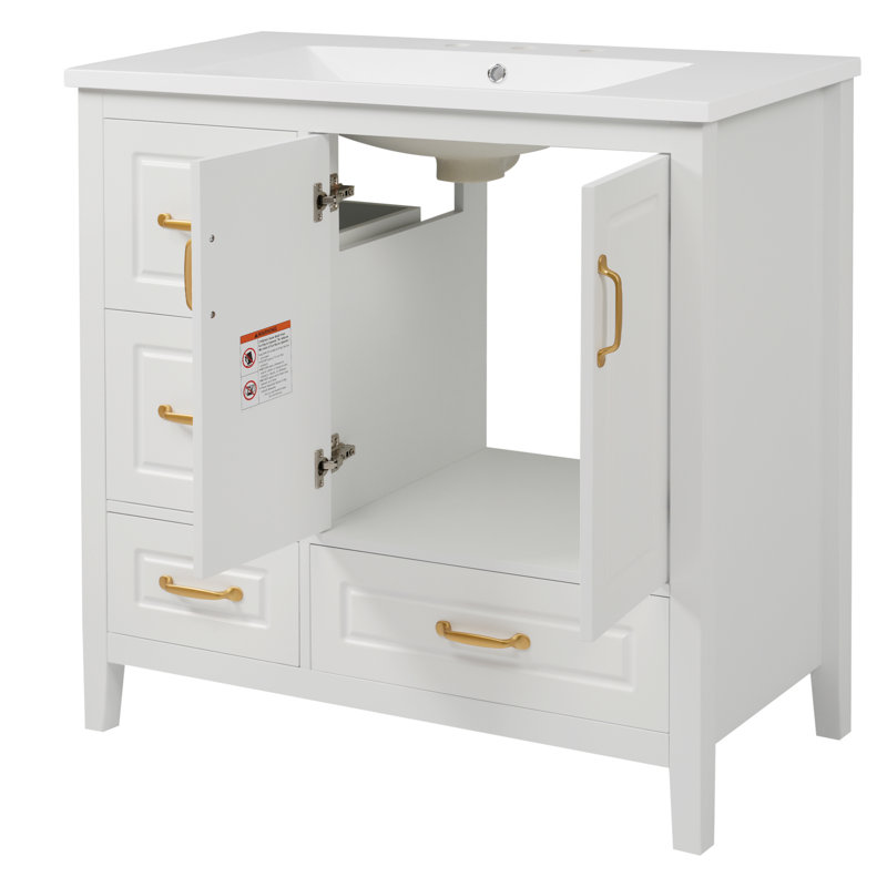 Soft-close Bathroom Vanity Mdf Timeless White Design