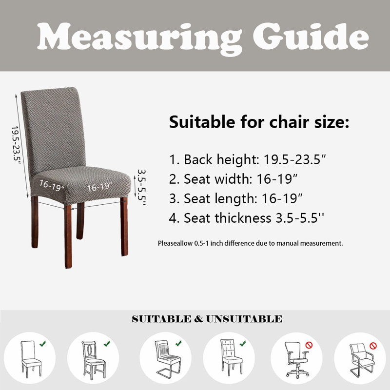Ensemble de 6 housses de chaise de salle à manger, Gris