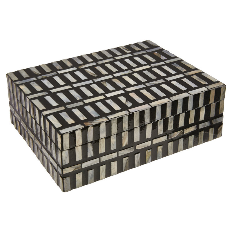 Denzell Wood Accessory Box, 10cm H x 24cm W x 19cm D