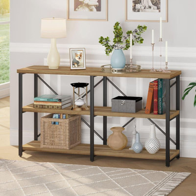 Console Tables For Entryway, Industrial Sofa Table Behind Couch, 3 Tier Hallway Table For Foyer, Horizontal Bookshelf For Living Room (55 Inch, Vintag -  17 Stories, C3742B8DDF5E476F96730D0819D6CA2C