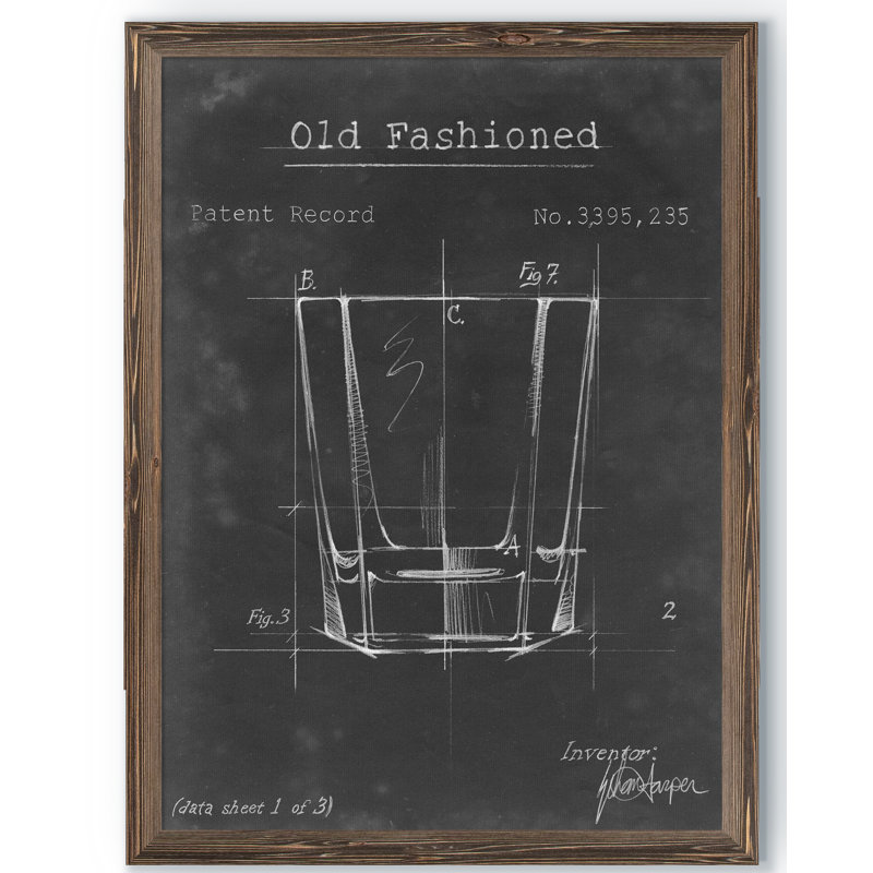 «Barware Blueprint I» par Paul Cezanne - reproduction d'art encadrée, H 30 po x l 22 po x P 1,25 po, Pas de tapis