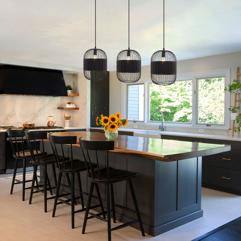 1 - Light Matte Black Chandelier Pendant