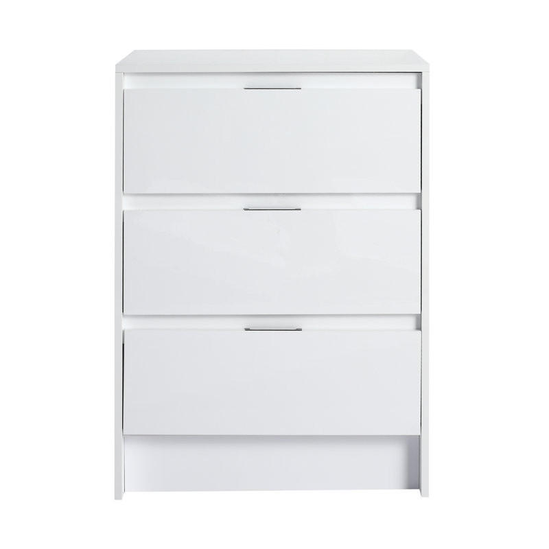 Armoire de rangement autoportante pour salle de bain 24 po avec 3 tiroirs à fermeture en douceur, finition blanc brillant | Idée de cadeau
