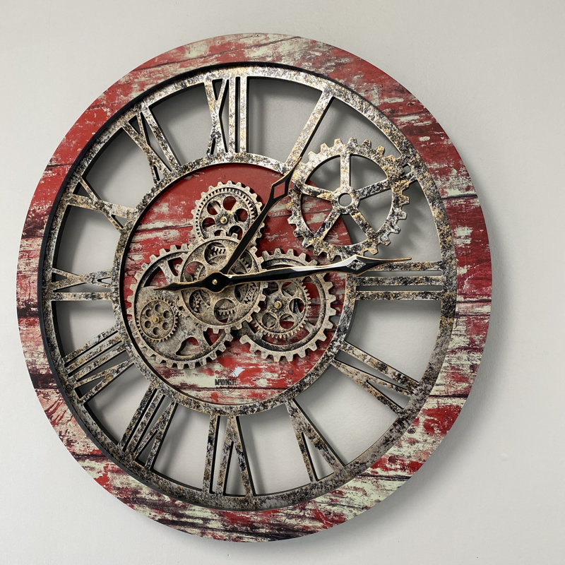 Solid Wood Wall Clock, Red Lava