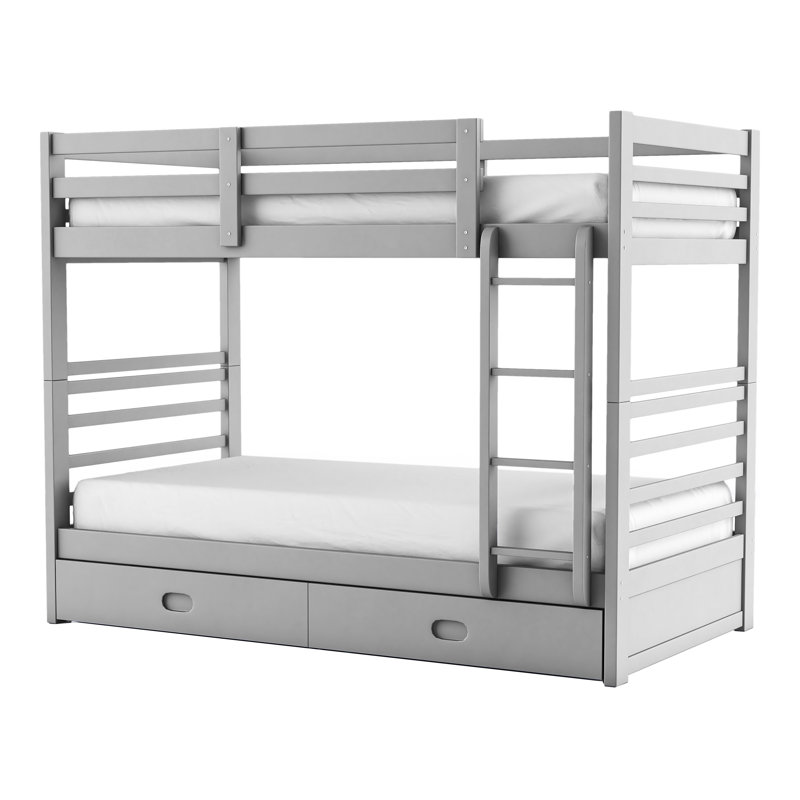 Briyith Kids Twin Over Twin Bunk Bed, Gray