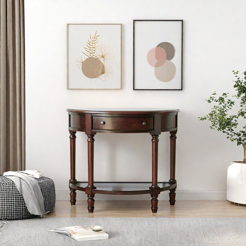Console demi-ronde en bois massif
