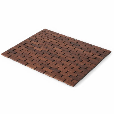 Bamboo Shower Bath Mat, Non-slip And Waterproof, 24" X 36", Brown