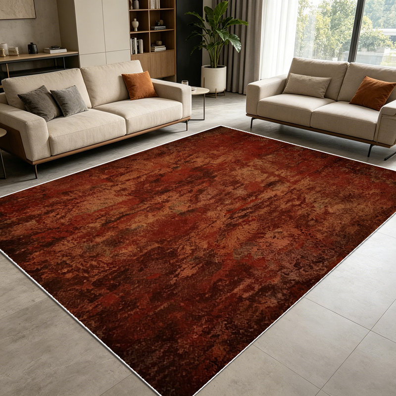 1PC distressed terracotta abstract textured vintage area rugs for Living Room, Soft and Comfortable, Suitable for all seasons, easy-to-maintain, machine washable Indoor floor mat, Under Table Farmhouse suitable for dining room, bedroom, kitchen