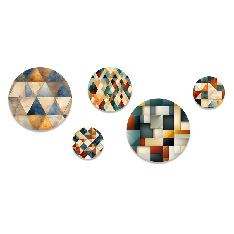 Connagh - ensemble d'art mural moderne géométrique rond de 5