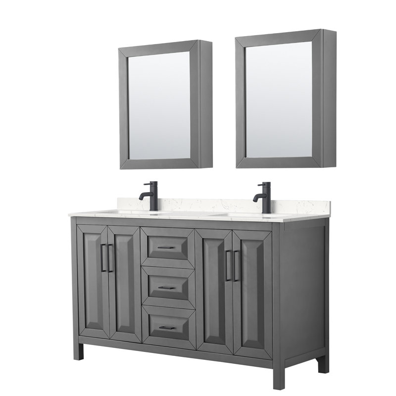 Daria 60'' W Double Vanity, Dark Gray, Matte Black