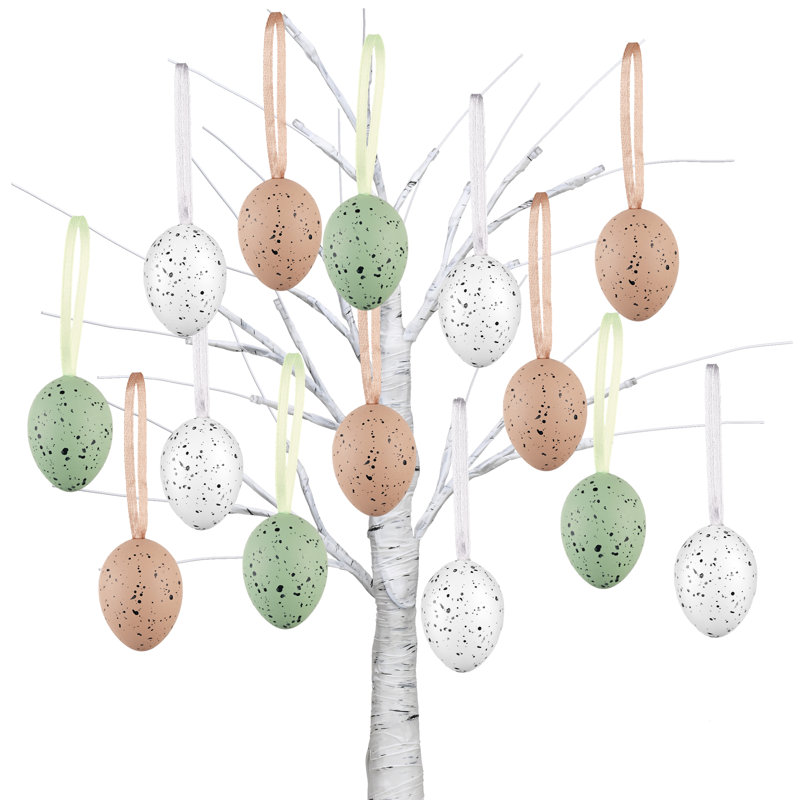  36 pièces d'ornements pour œufs de Pâques, 1,57 po, œufs de Pâques en plastique vert beige en vrac, décorations pour œufs suspendus incassables