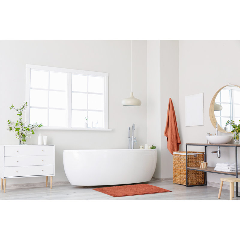 Heloise Non-Slip Bath Rug, 45cm W x 75cm L, Burnt Orange