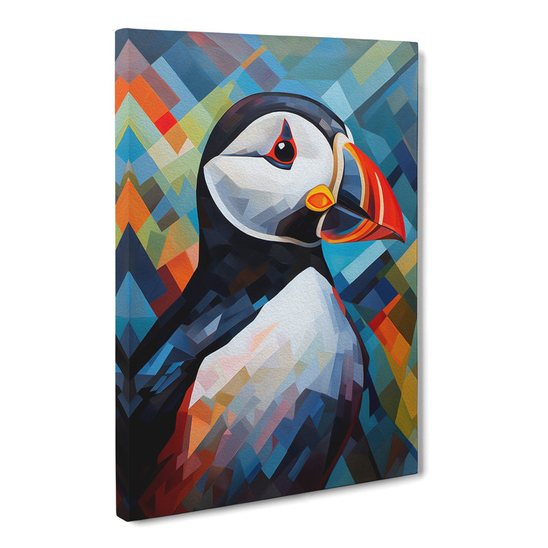 Puffin Constructivism Art - Wrapped Canvas, 60cm H x 40cm W x 3cm D