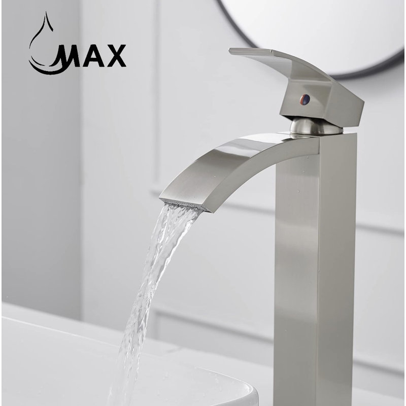 Robinet de lavabo vasque Waterfall, Nickel brossé