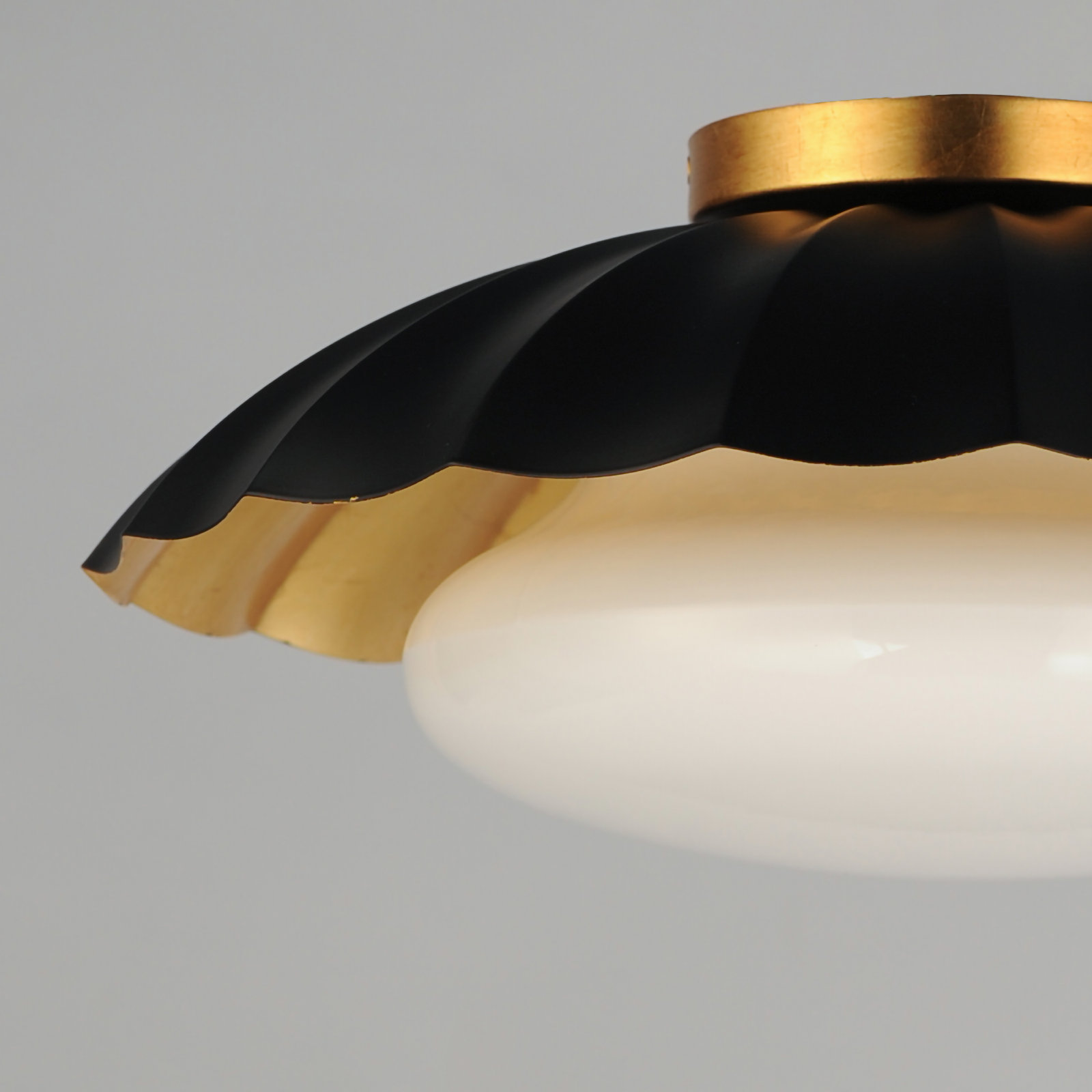Granduca Single Light Glass Flush Mount, Black
