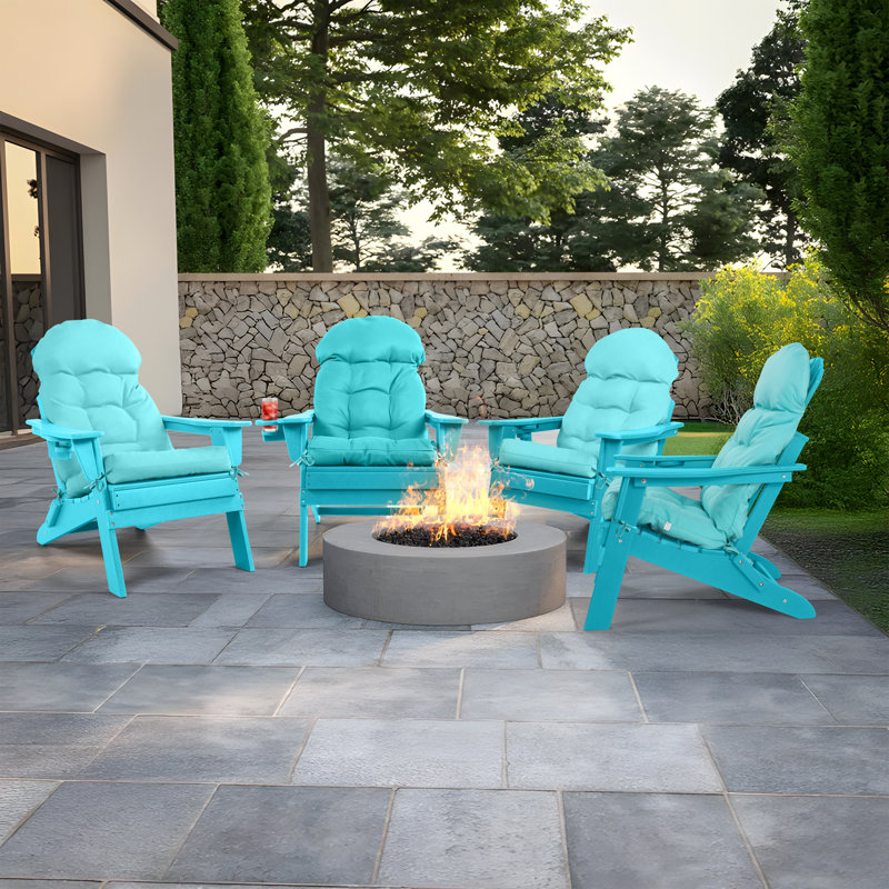 4 PCS Outdoor Adirondack Chair Seat and Back Cushion, Blue