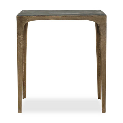 Black Marine Marble Cast Aluminum End Table