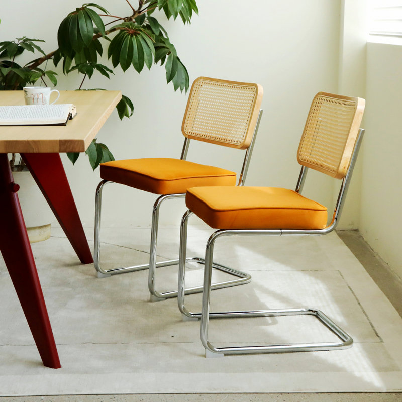 Chaise d'intérieur, ensemble de 2 chaises de salle à manger, chaises d'appoint rembourrées avec pieds chromés