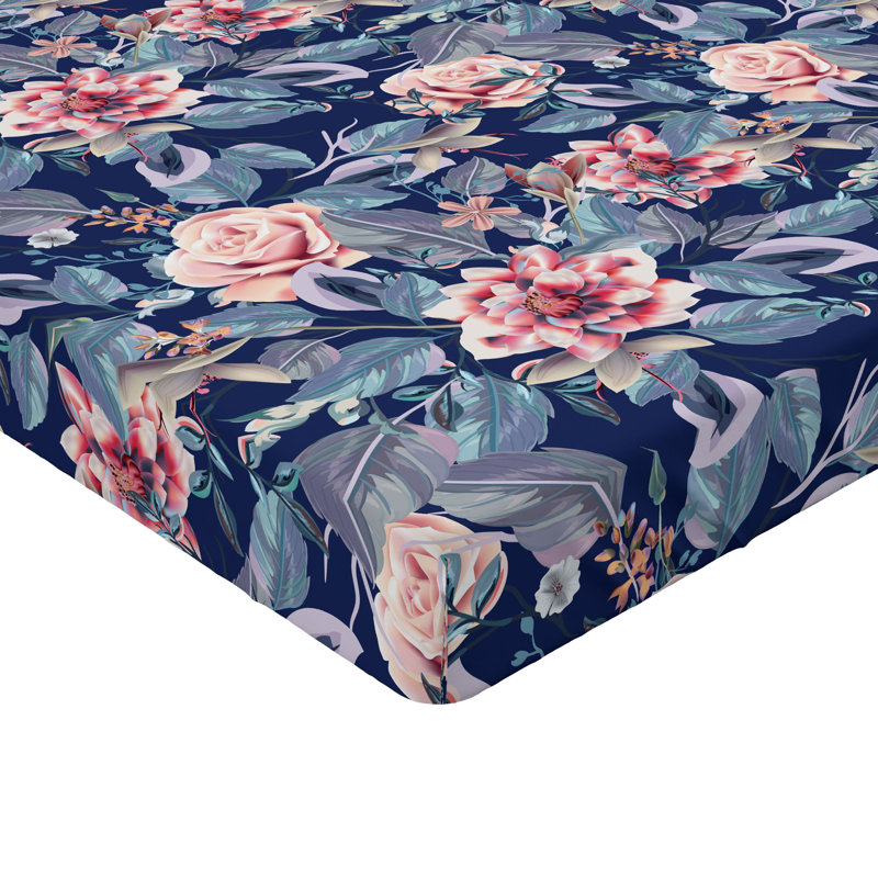 Drap-housse Ambesonne, Drap-housse de taille simple, Bleu ciel, rose doux, lilas / floral