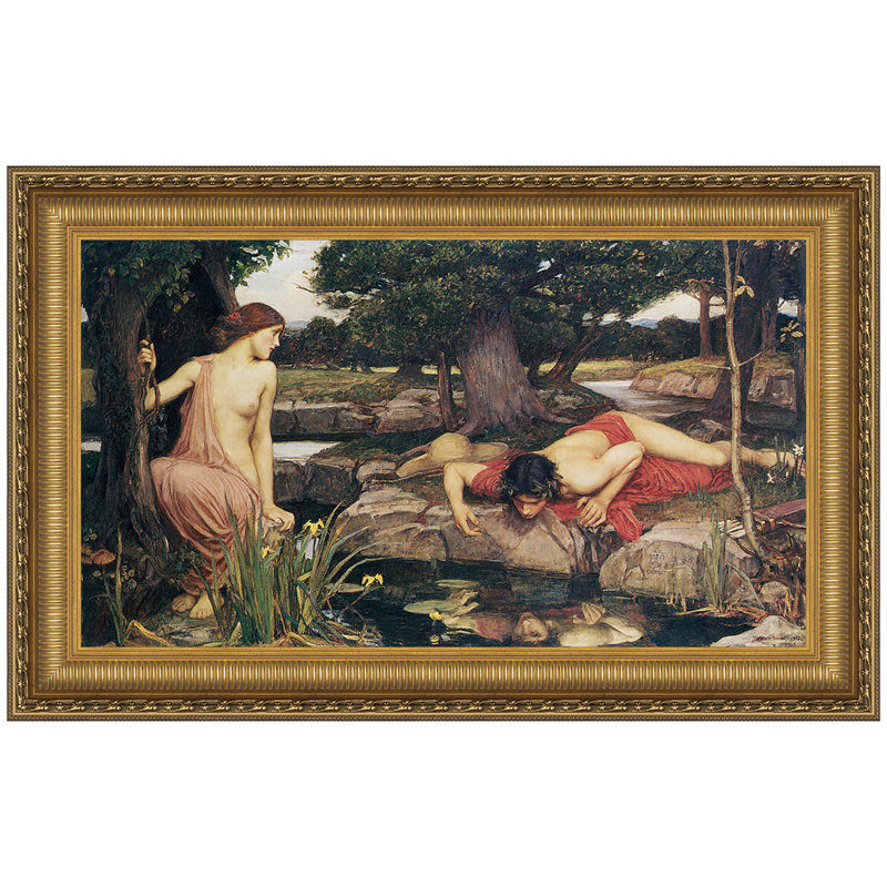 «Echo and Narcissus, 1903» par John William Waterhouse, reproduction d'art sur toile, H 15,25 po x l 21,25 po x P 1,875 po
