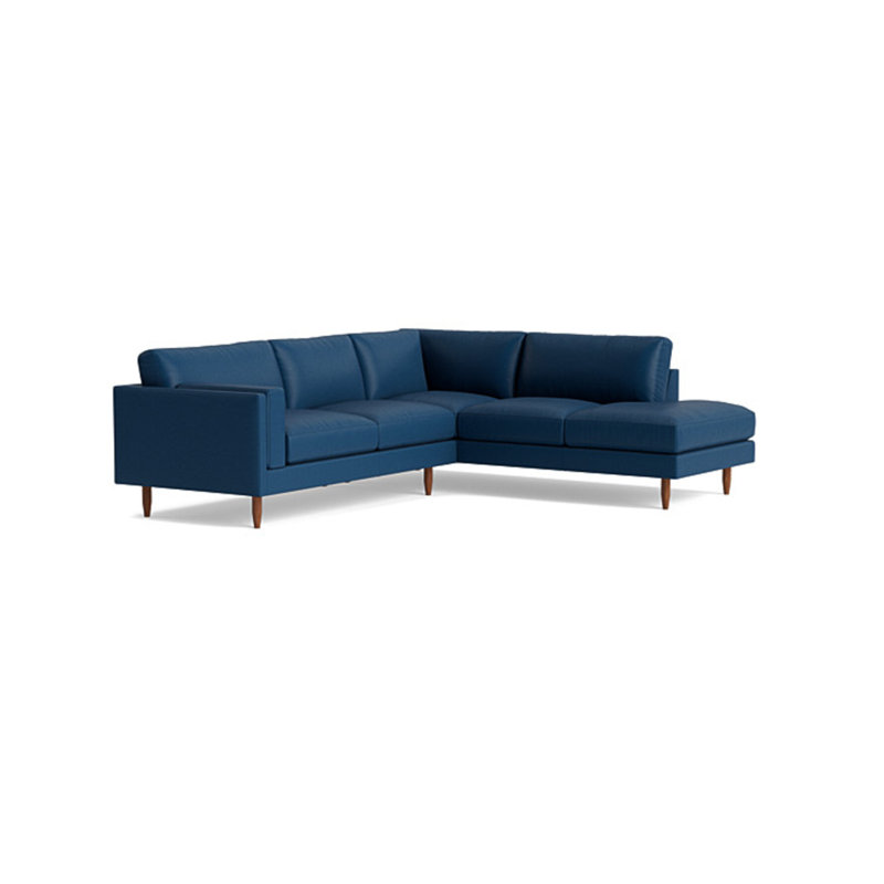 Skinny Fat Sectional, Right Hand Facing, Leather - Deep Blue