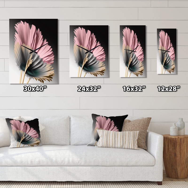 Jaliel - Horloge murale marguerite florale, H 32 po x l 16 po x P 1 po