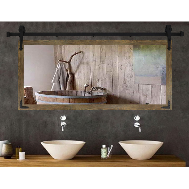 Neace Engineered Wood Rectangle Mirror, 30.5" H x 62" W, Brown Barnwood