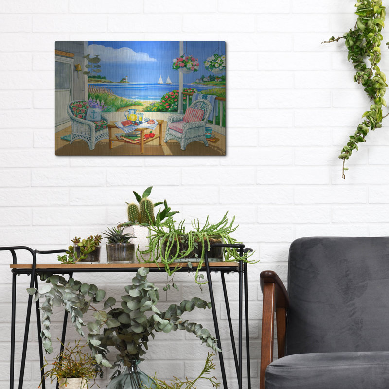 «Wicker Porch» par Geraldine Aikman, art mural en métal, 16 po x 12 po, H 12 po x l 16 po
