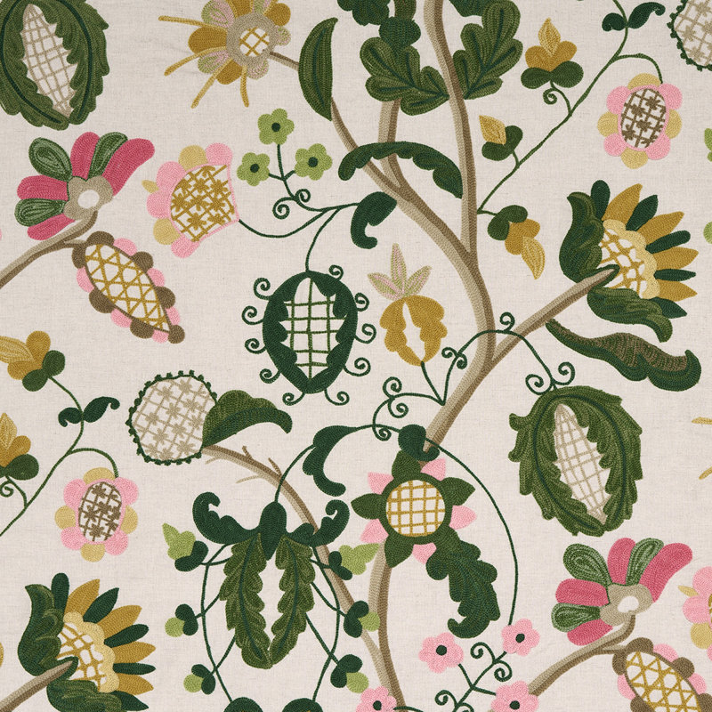 Tissu de broderie Lupita, Rose / vert
