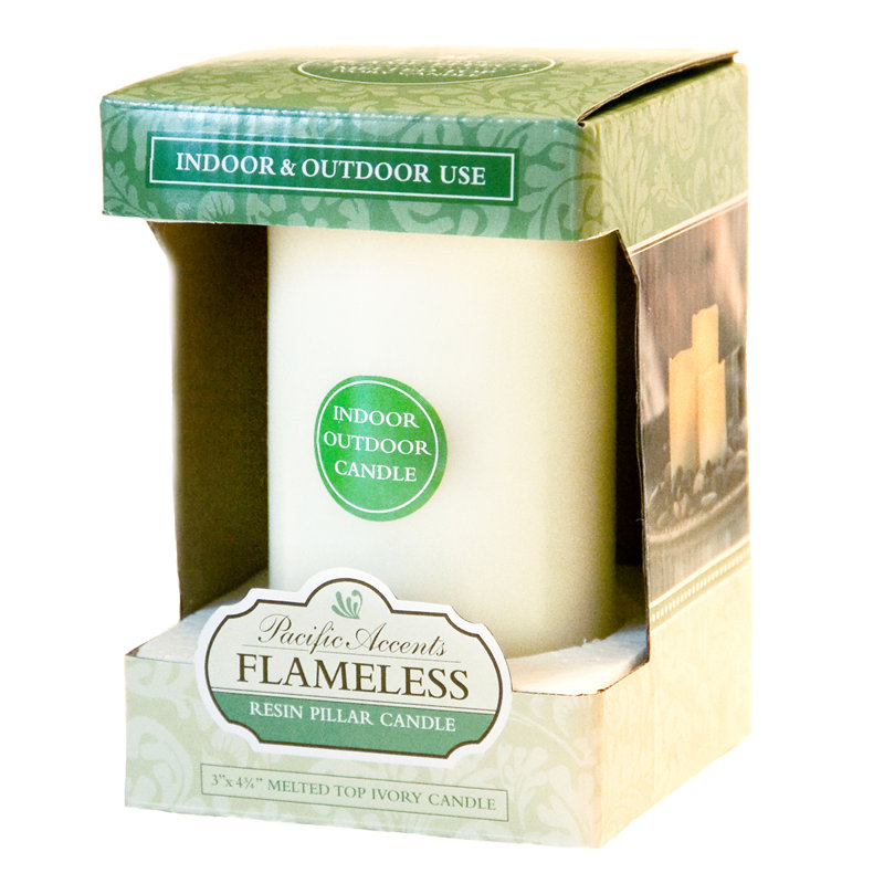 Unscented Flameless Pillar Candle, 4.75" H x 3" W x 3" D