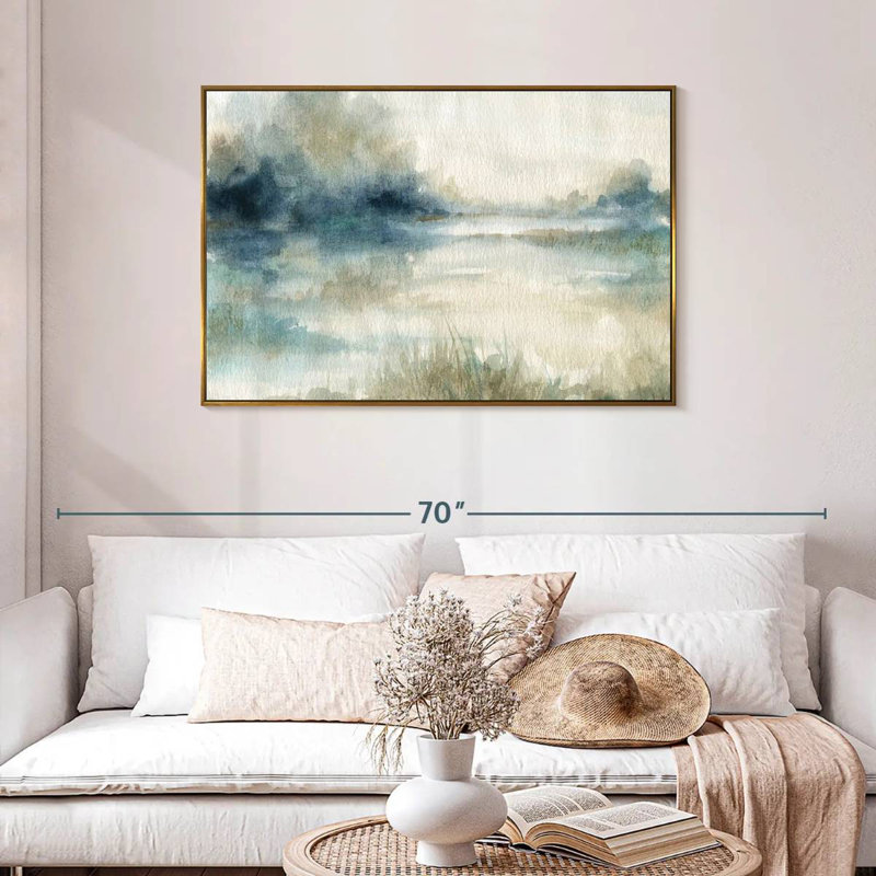 Still Still Waters II, Cadre flottant doré, 43 po x 29 po