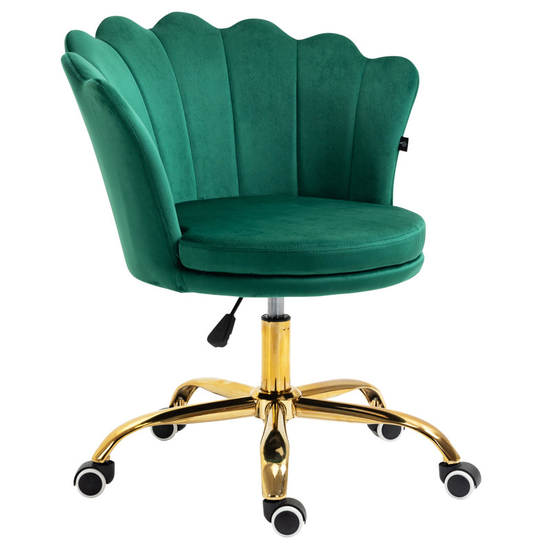 Shetler Velvet Office Chair, Green