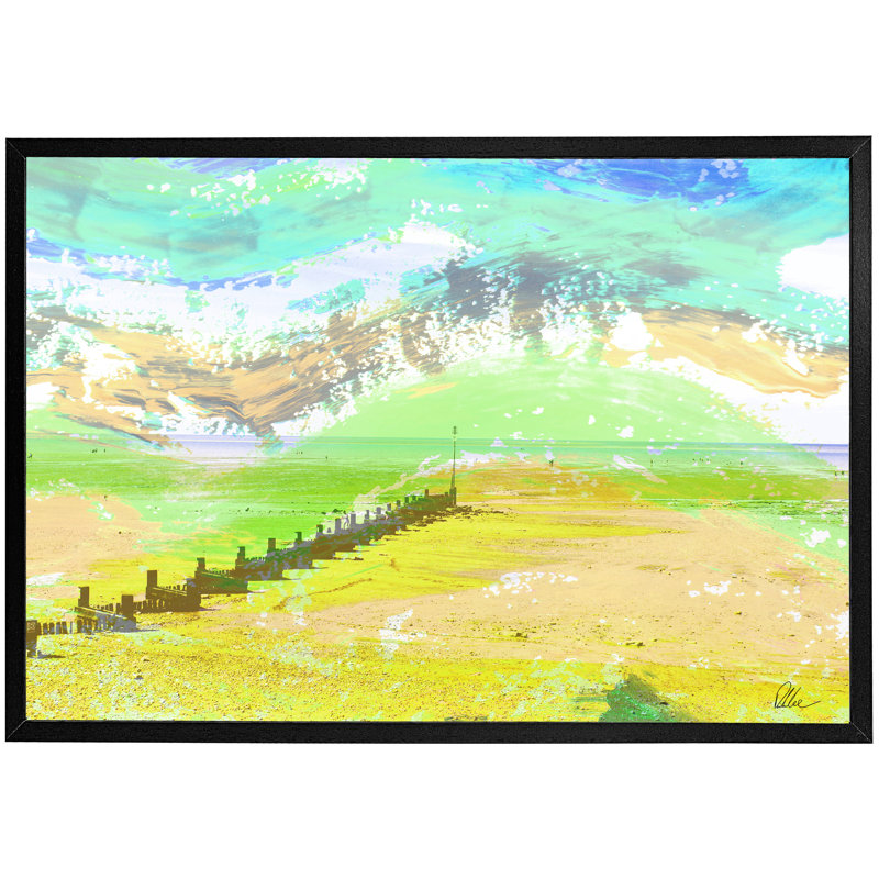 Yellow Beach - Single Picture Frame Print, Black, 51cm H x 76cm W x 4cm D
