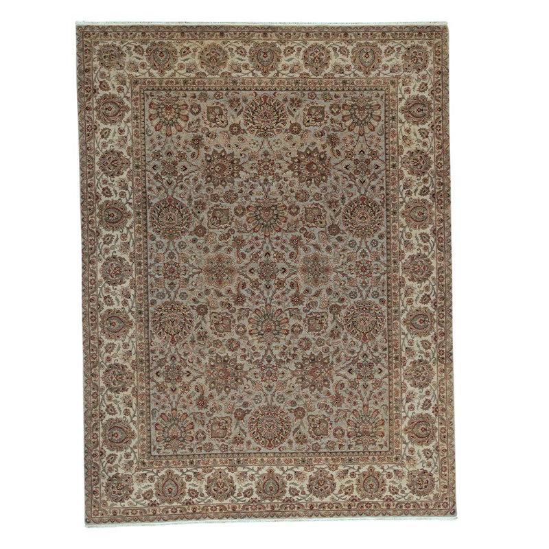 Tapis brun / ivoire / gris noué à la main
