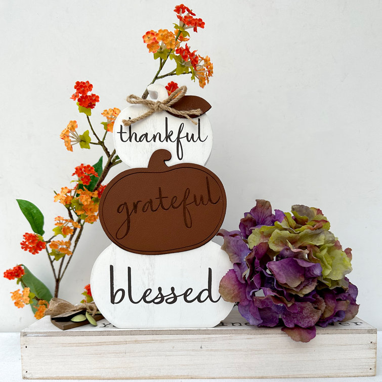 ThisWear Fall Party Supplies Grateful Blessed Thankful Fall Theme Word Art  Black Handle Canvas Tote Bag 