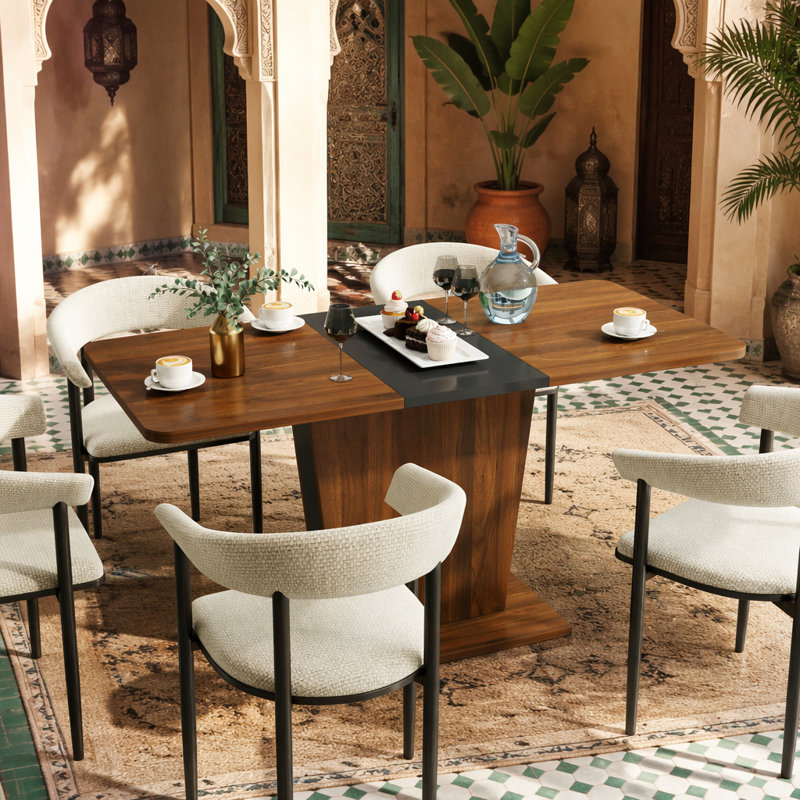 Extendable Dining Table, Modern Expandable Kitchen Table, Rectangular Dinner Table for Small Space Home Restaurant