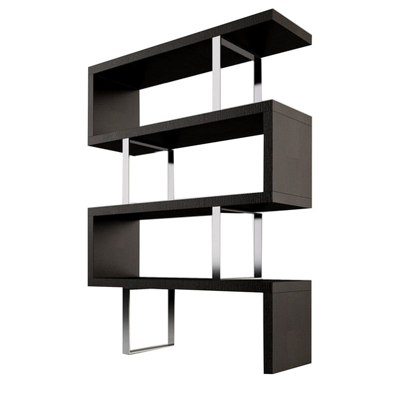 Charlis Geometric Bookcase, (4 Shelves) 67" H x 51" W x 16" D, Black