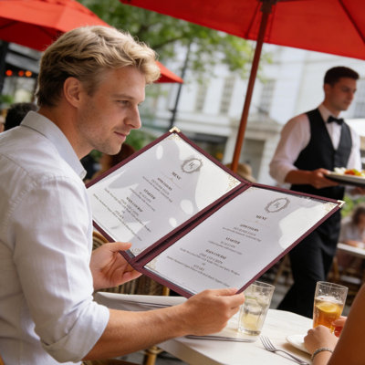 WeChef 30 Pack Restaurant Menu Covers 8.5"x14" Double Fold 2 Pages 4 Views Cafe