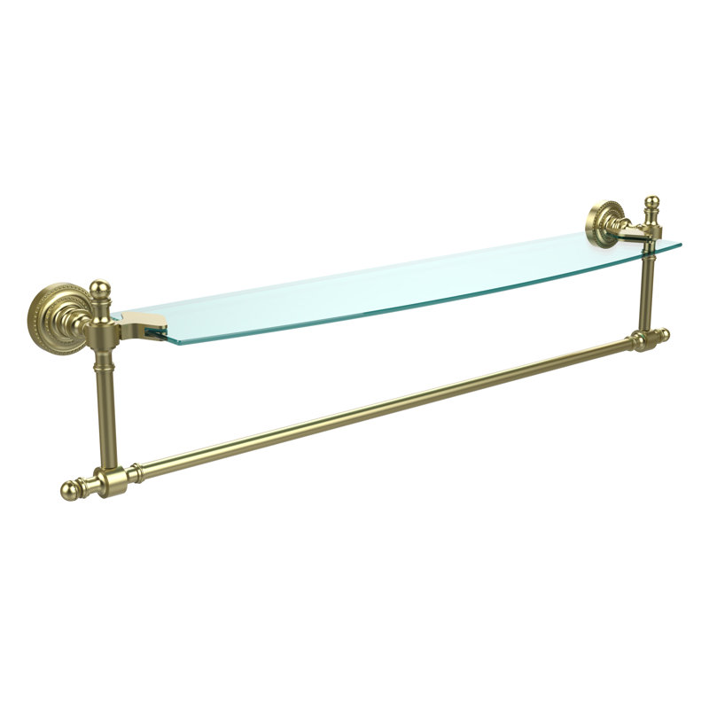 Godinez Bracket Shelf with Towel Bar, 28", Satin Brass