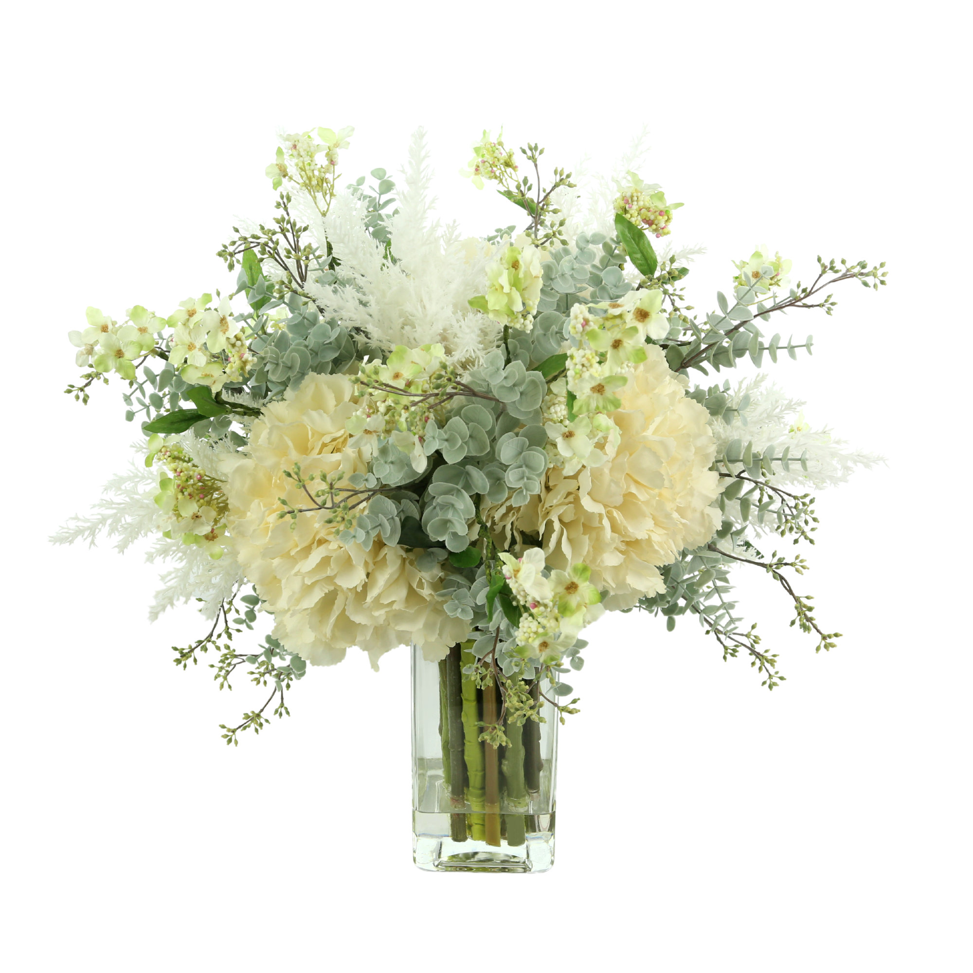 Creative Displays, Inc. Hydrangea With Eucalyptus And Grass Arrangement & Reviews | Perigold