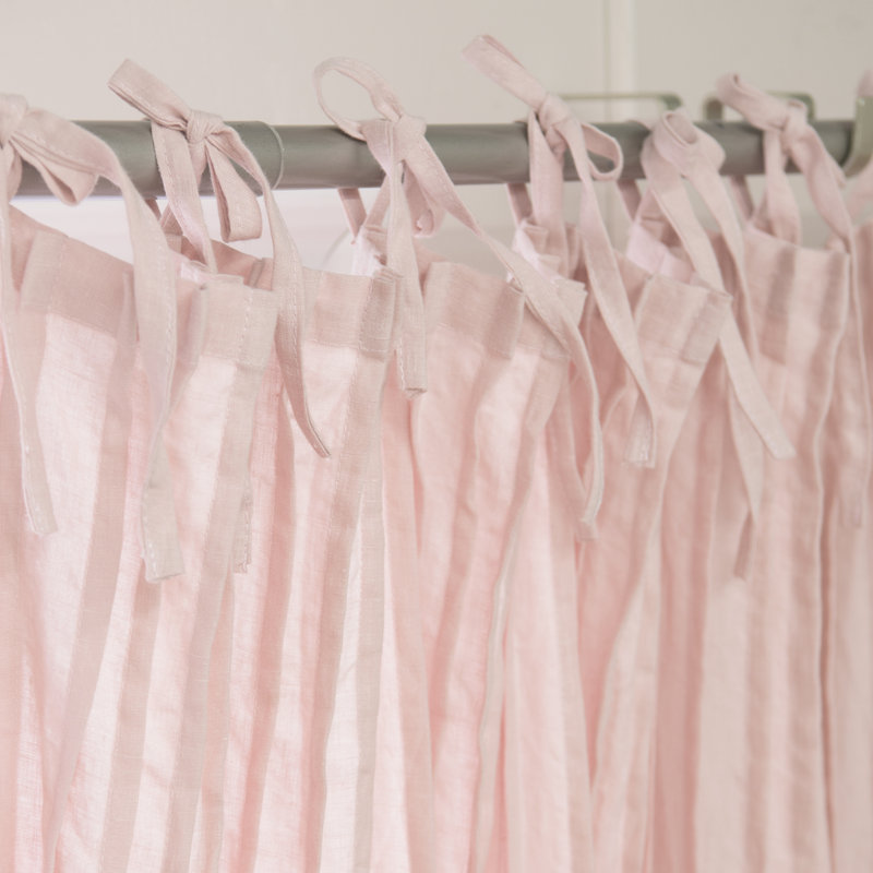 Aard Linen Semi Sheer Curtain Single Panel, Pink