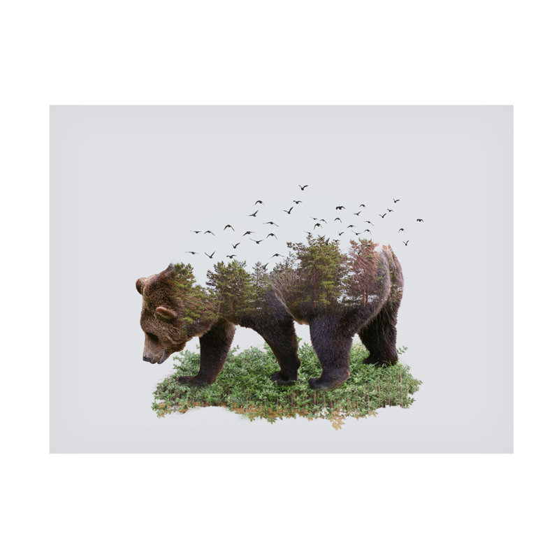 Ours sur toile par Salome Jividze, H 24 po x l 32 po x P 2 po