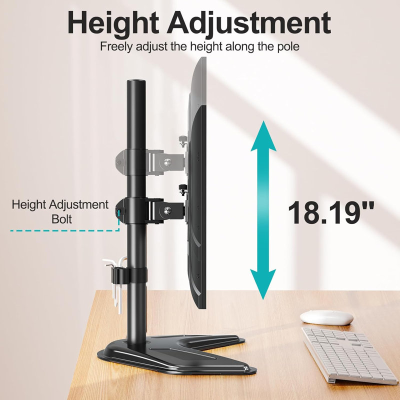 Single Monitor Stands Fits 13-32 Inch/17.6 Lbs Screen, Free-Standing Computer Monitor Mount, Monitor Desk Stand With Adjustable Height/Tilt/Swivel/Rotation, VESA Monitor Stand 75X75 100X100