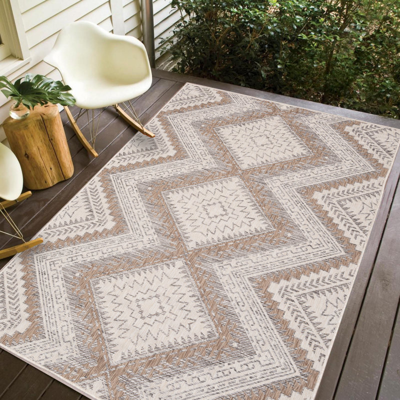 Tapis intérieur / extérieur ivoire / sable Annie, Rectangle 5 pi x 8 pi