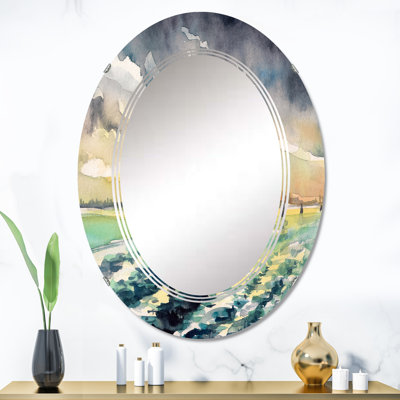 Miroir mural nautique et côtier oval Venetian Lagoons pendant le coucher du soleil