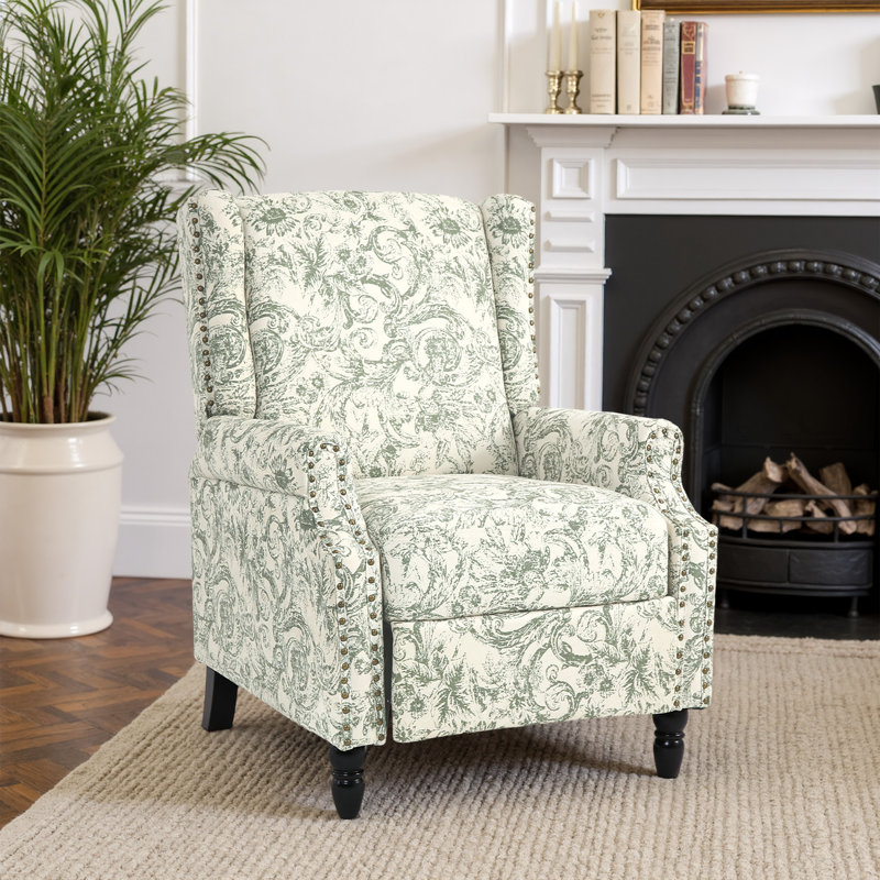 Manual Standard Push Back Recliner, Green Floral