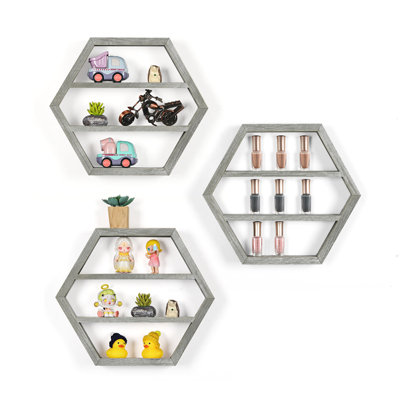 Ensemble de trois supports de rangement flottants pour huile essentielle support hexagonal vert olive